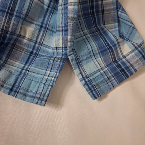 Womens Cotton Crop Pants Size 12 Stretch Blue Plaid Cherokee Summer Pool Golf - Picture 7 of 9
